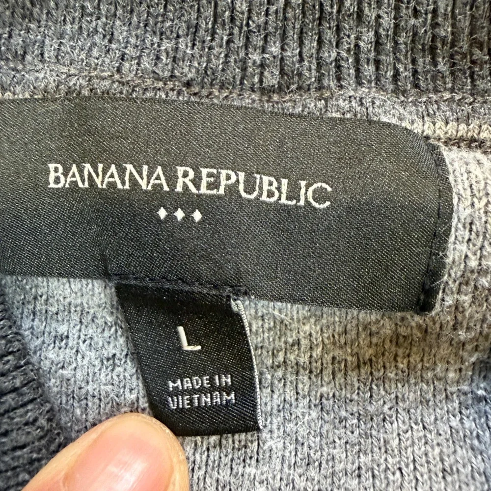 Preppy Banana Republic Mens Gray Full Zip Bomber Sweater Jacket Large 486865-01